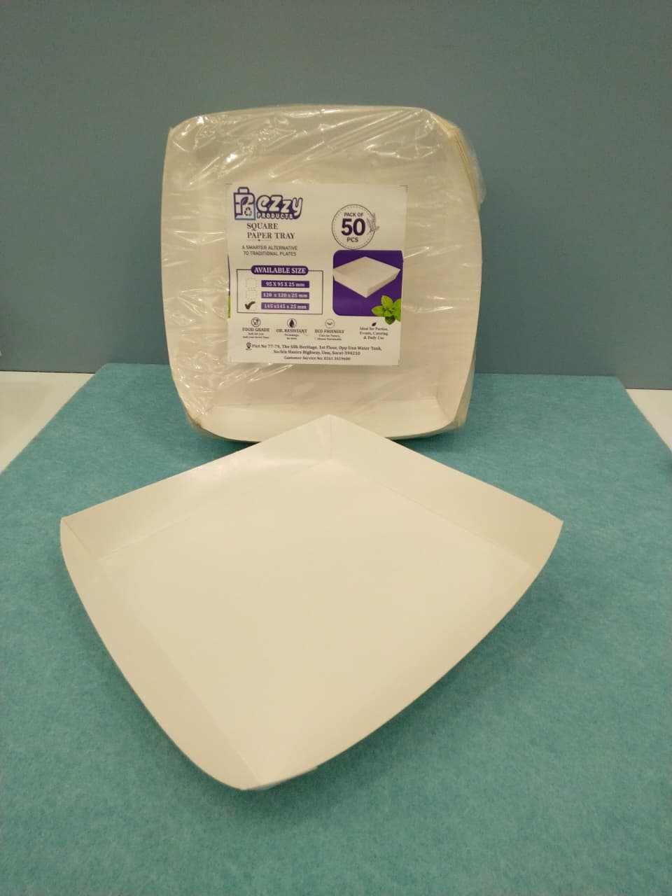 White Square Paper Food Trays Pack of 50 Pcs - Ezzy Enterprise